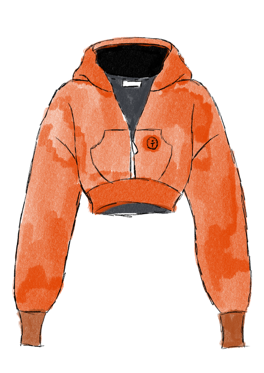 Cropped Zip-Up Hoodie - “Tangerine”