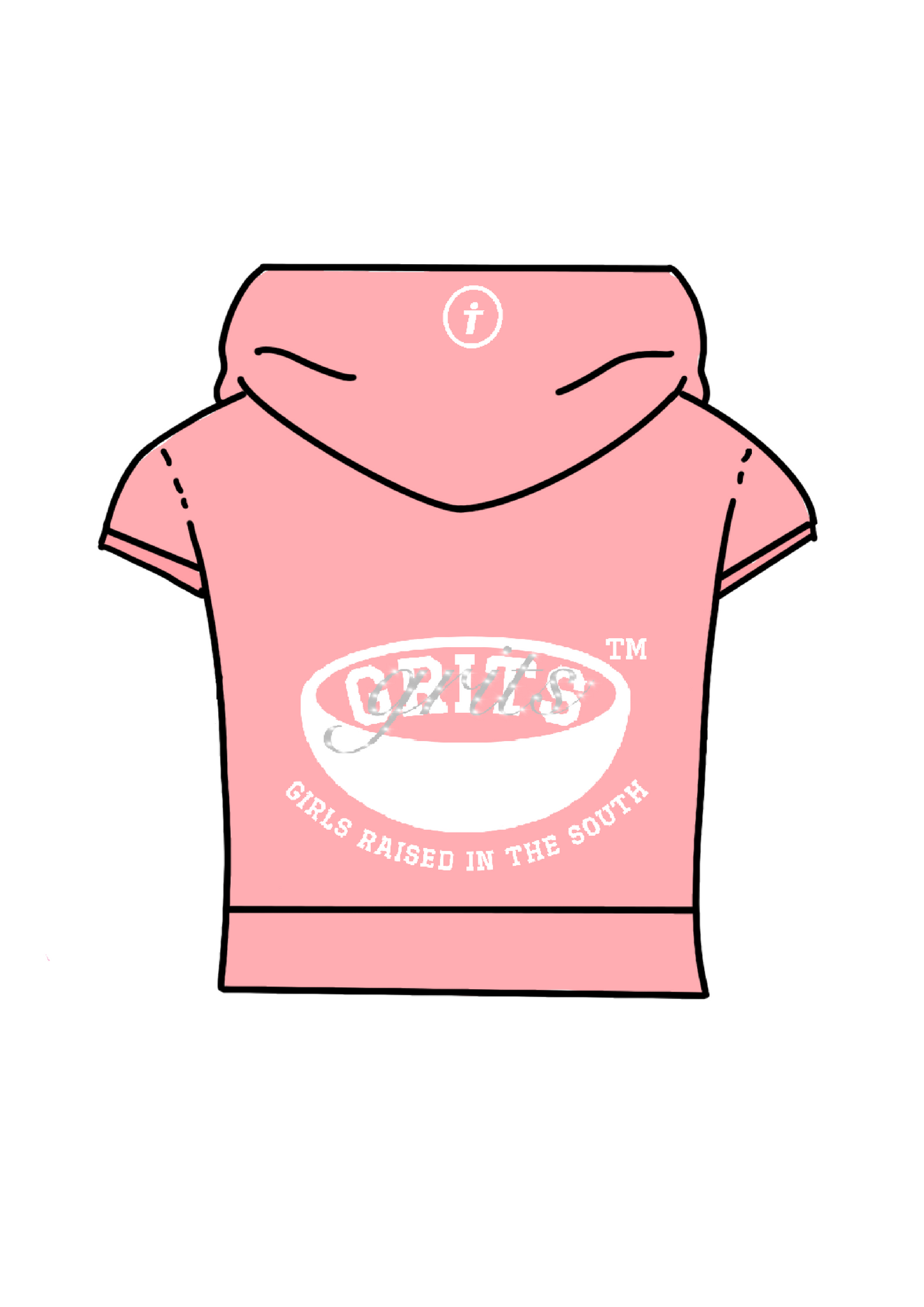 Short Sleeve Zip-Up - "pale pink"