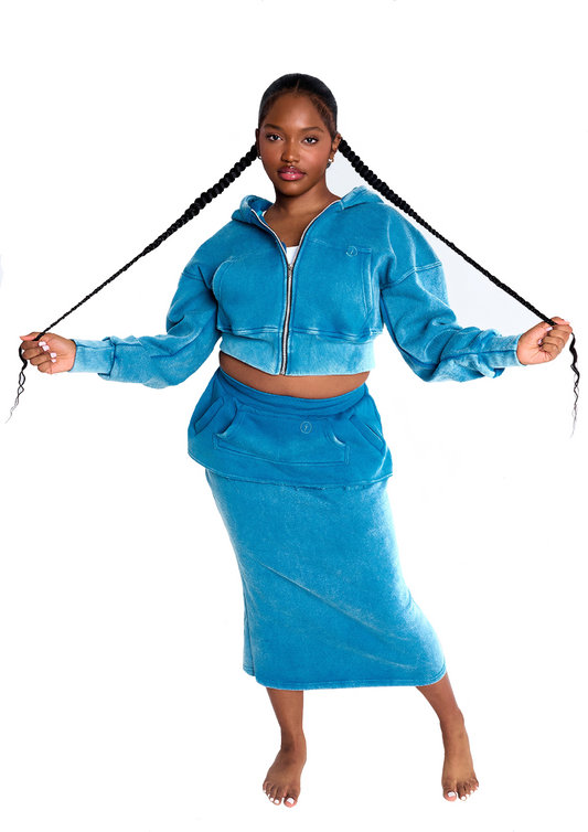 Cropped Zip Jacket -"Aqua".