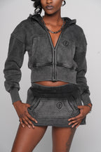 Cropped Zip Jacket - "Charcoal"