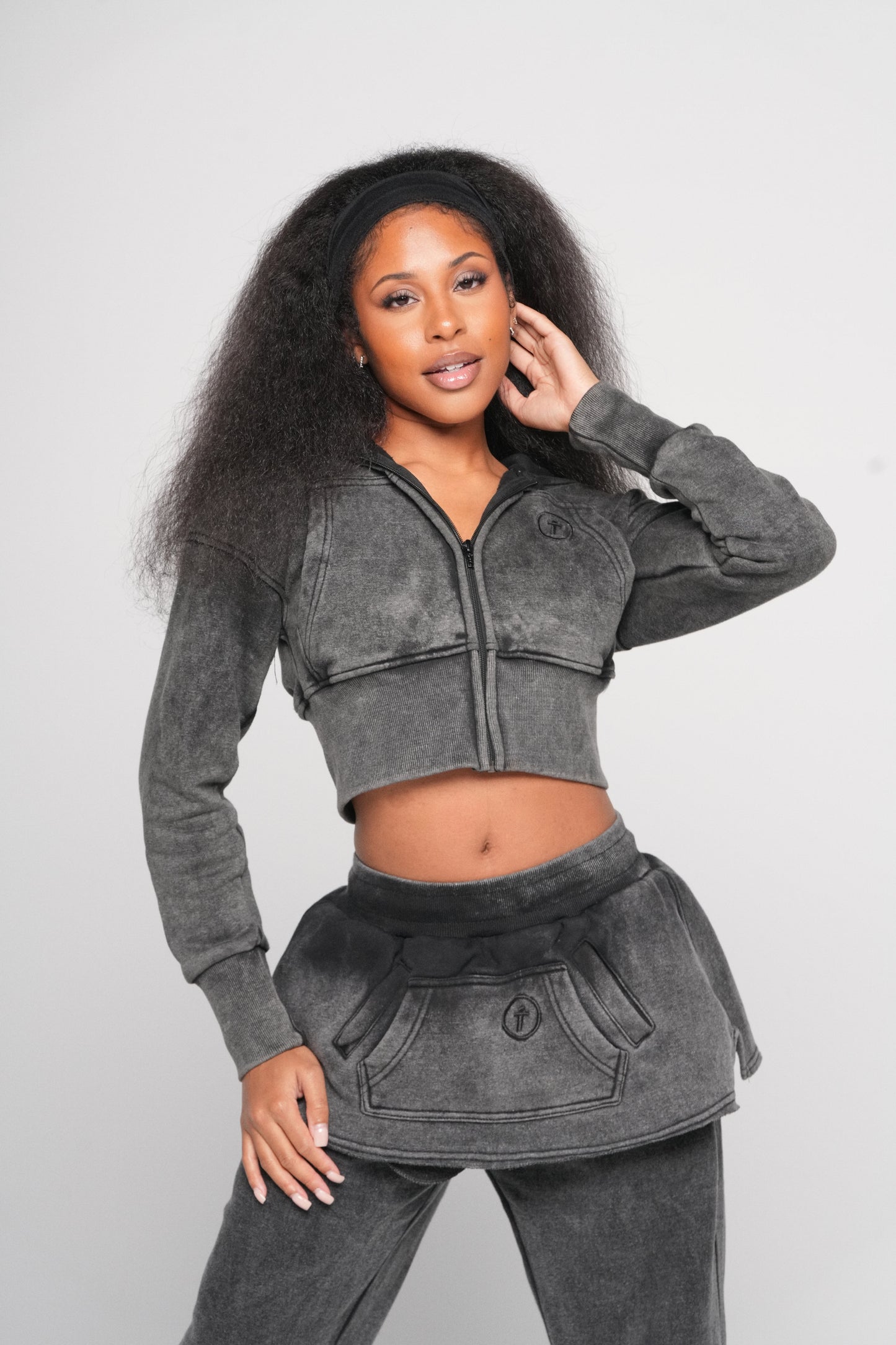 Cropped Zip Jacket - "Charcoal"